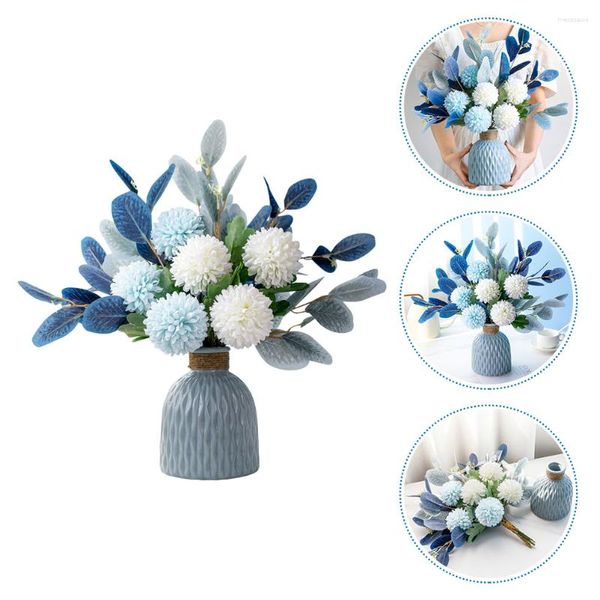 Flores decorativas Artificial Flower Bouquet Decoração de Hydrangea simulada Decoração de festa de casamento delicada de casamento