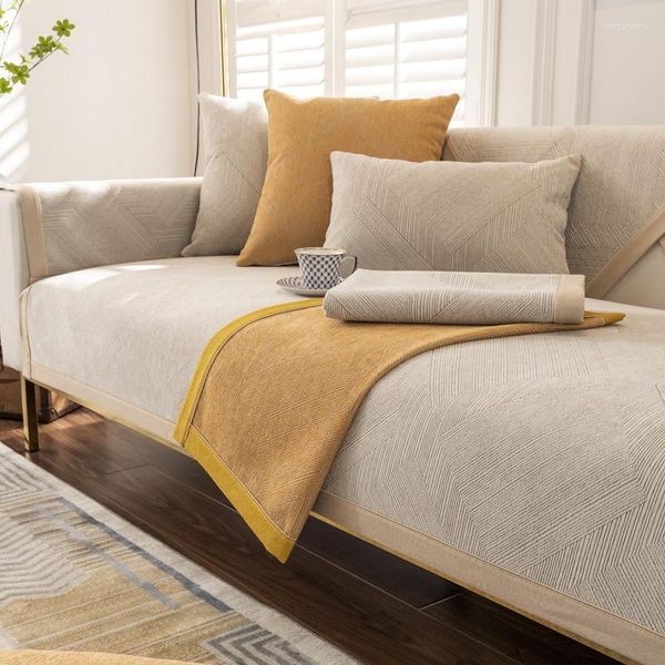 Sandalye Sade Şönil Sofa 2 3 Searter Dokulu Köşe Kanepe Slipcover Tek Mobilya Koruyucu Yastık Slip