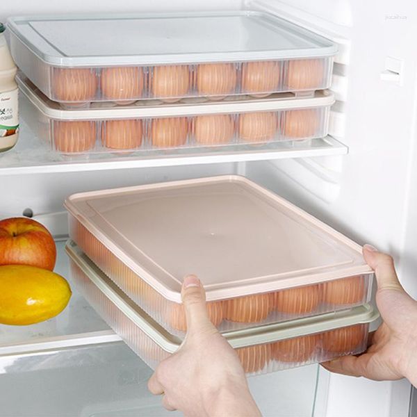 Aufbewahrung Flaschen 24 Grid Egg Box Kühlschrankhalter Stapelbarer Gefrierschrank Organisatoren Behälter Konservierungsboxen Küchenzubehör