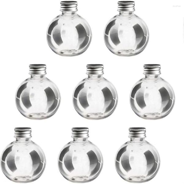 Speicherflaschen Geschenk Jar 150 ml transparente Glühbirnenflasche klare Plastik runde Form Füllbare Lichtbehälter Schraubkappe