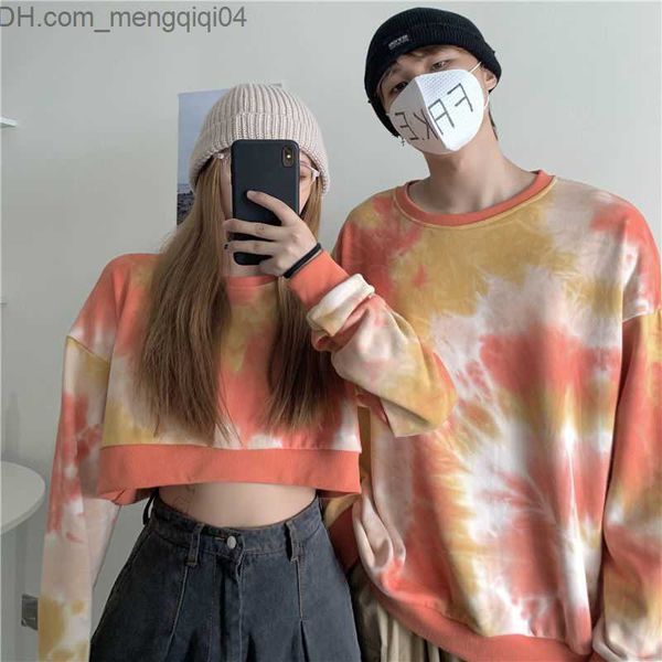 Moletons masculinos moletons tiram o suéter feminino primavera e outono coreano casal solto top harajuku tendência academia estilo redond vestido de pescoço z230818