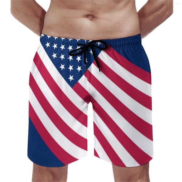 Shorts masculinos placares de verão starts patrióticos starts and stripes imprimem praia casual casual secagem tronco de natação plus size