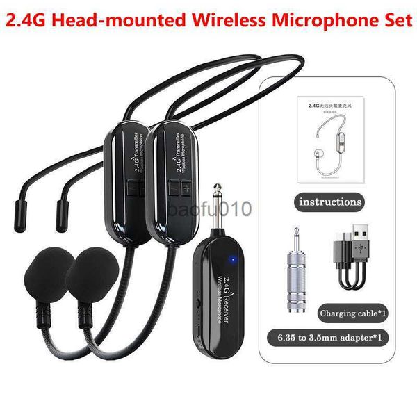 Microfones 2.4g Microfone sem fio montado na cabeça Transmissor com receptor para um orador de voz do amplificador Guia de turismo HKD230818