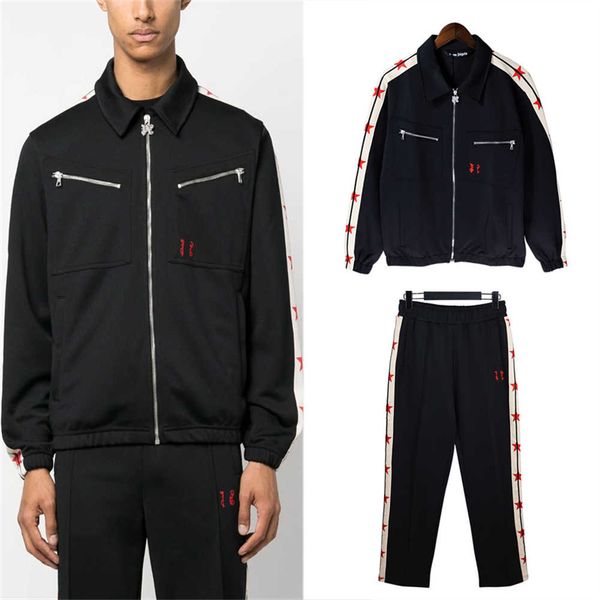 Men's Tracksuit Top Top + Troushers Men's Black Suit e calças de design de moda Roupa de moda Blue Junging Jumper Designer de grandes dimensões Moletom zíper do zíper