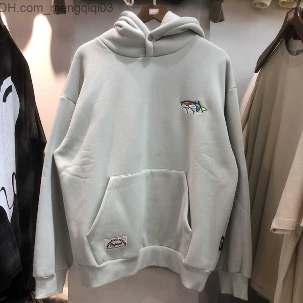 Erkek Hoodies Sweatshirts Özel Hoodie İşlemeli Köpekbalığı Köpük Baskı Erkek ve Kadınların Gevşek Peluş Premium Hoodie Z230818