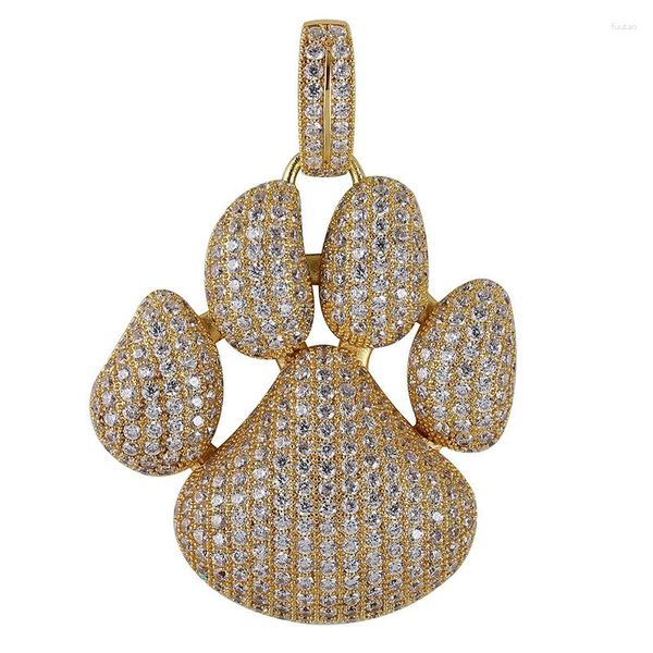 Подвесные ожерелья Hip Hop 3a Cz Stone Pavered Bling Out Dog Pendants для мужчин Рэппер Ювелирные изделия Золотой цвет капля