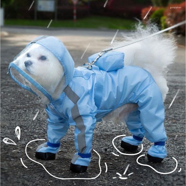 Vestuário para cães com capa de chuva reflexiva para mochila para pequenos cães médios para cães roupas impermeabilizadas designer de tração com capuz de tração com capuz