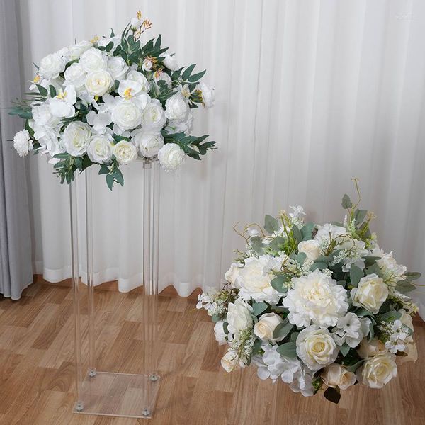 Flores decorativas 60 cm de seda artificial rosa ponteiro de decoração de pano de fundo bela bola de flor Butterfly cenário 3d para peças de casamento central