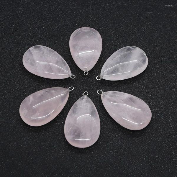 Colares pendentes 2pcs/pacote de água em forma de água natural semiprecious rosa de rosa pingente 22x38mm tamanho diy para fazer brincos de colar