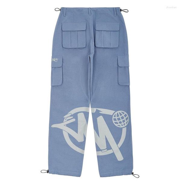 Calça masculina hip hop y2k macacão homem retro jeans bolsos de jeans larga perna larga alta cintura manote