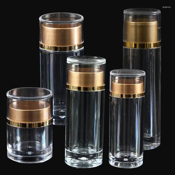 Speicherflaschen 5pcs Gold Deckel Acrylpulver leerer Flasche Transparent Make -up -Reisebehälter tragbare Kosmetikverpackung