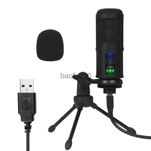 Mikrofonlar USB Mikrofon Oyun akışı için 192K Masa Masa Kondansatör Mikrofon Dizüstü bilgisayar/bilgisayar kaydı için Set Karaoke Tripod HKD230818 ile kablolu