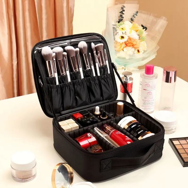 1 -pC -Make -up -Tasche mit großer Kapazität mit Spiegel, Reise -Make -up -Tasche, tragbarer Make -up -Aufbewahrungsbox, Make -up -Speicher mit Spiegel, professioneller Make -up -Box