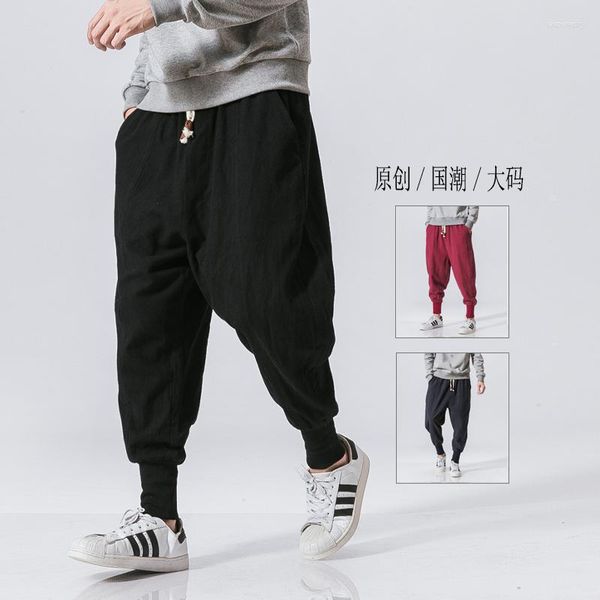 Pantaloni da uomo 5xl in stile cinese harem uomini streetwear joggers casual joggers da uomo in lino cotone pantaloni della caviglia