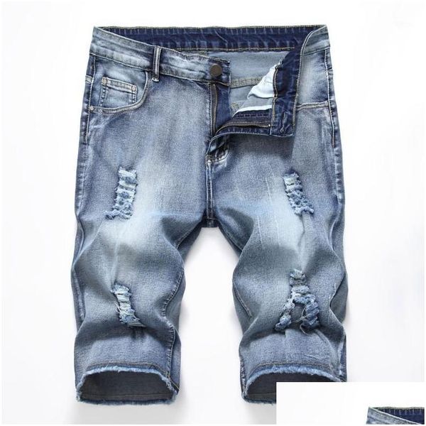 Shorts Shorts Summer Fashion Mens strappato Short Homme Mascino Jeans Casual Slip Fit Cotton Denim Maschio Brand Coney 42 Dropse Delivery a Dh6ut