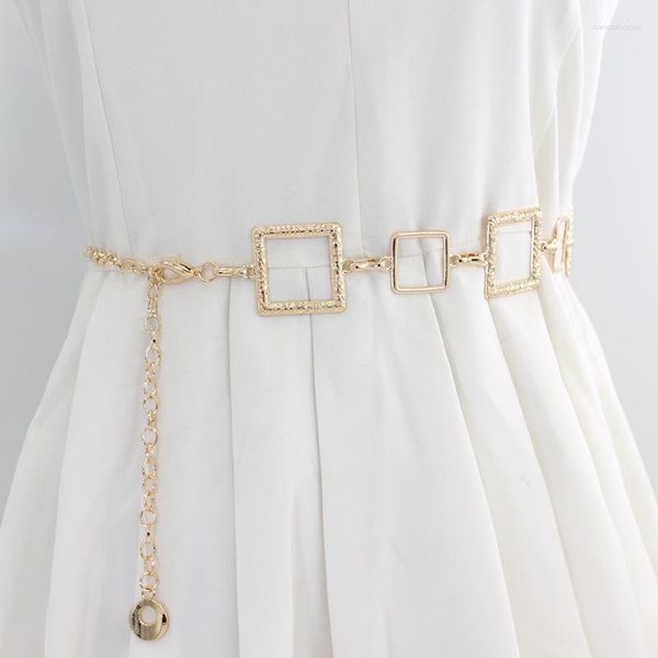 Поясные женщины модные ремень Hip Hip Gold Silver Metal Mealt Chain Chunky Frickes очаровывать кузов брумов регулируемый костюм