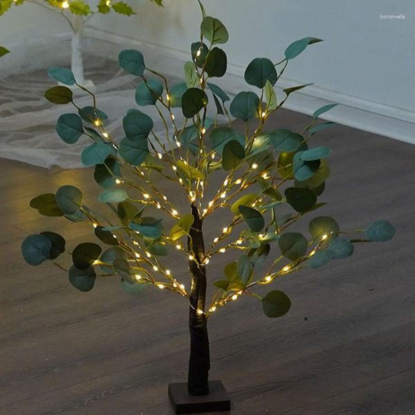 Flores decorativas Mini Eucalipto Árvore LED LED LIGHT UP EASTER TABELA DE TABELA DE TABELA DE TRANHOS COMBLETOP ORNINGS Spring Holiday Kitchen Centre