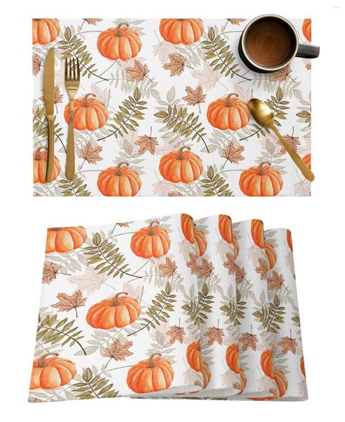 Tavolino da tavolo 4/6 pezzi Pochemat Autunno Ringraziamento Pumpkins foglie cucina decorazione per la casa tappetino caffè