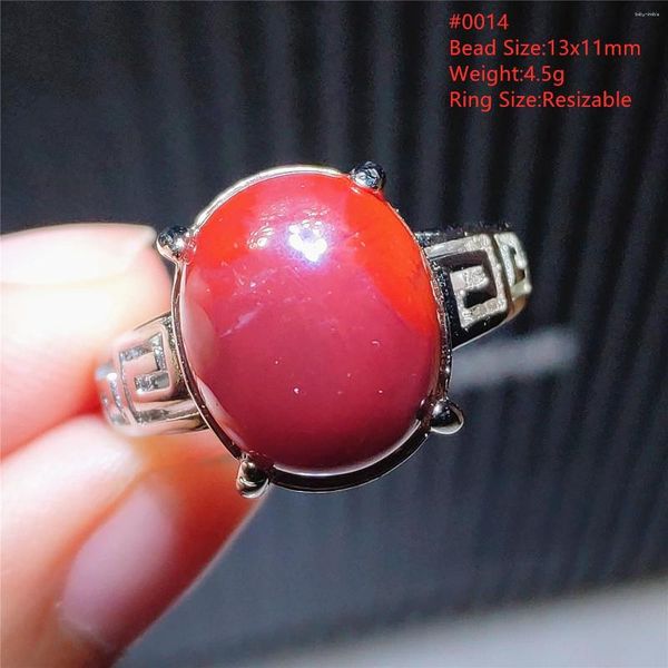 Clusterringe natürlicher südrot rot verstellbarer Ringfrau Männer Oval 925 Sterling Silberschmuck Kristall