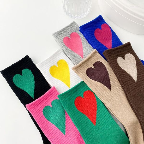 Mulheres Socks Produto Hit Color Love Love Kawaii Japanesa Doce de algodão doce e respirável feminino