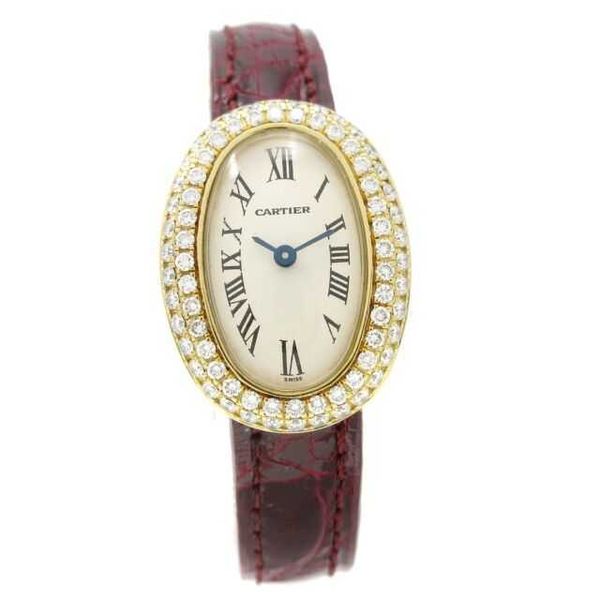Relógios de luxo Ct Swiss Made Mini Baignoire Ref2368 6c Senhoras Relógio de Quartzo 18kyg Diamante 87348 Relógio Original