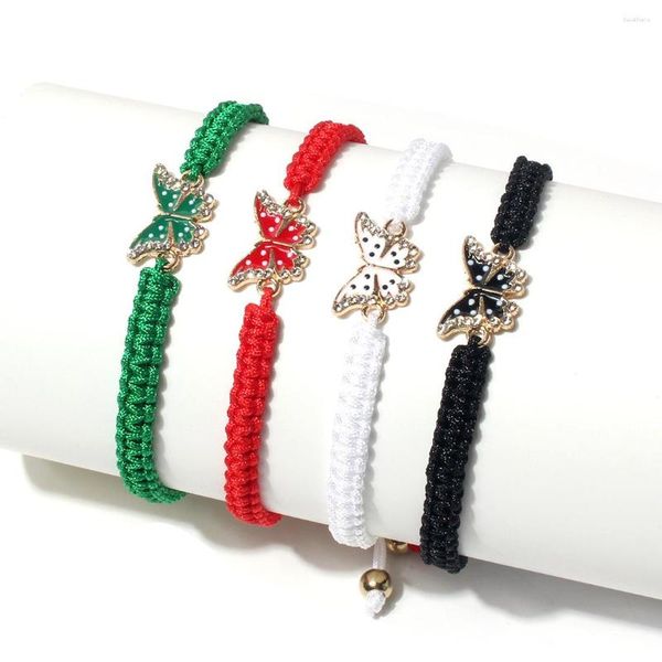 Braccialetti Link Simpulla di moda colorata corda colorata fatta a mano intrecciata intrecciata smalto oro farfalla Crystal Crystal Summer Braggle Bangle Guffi