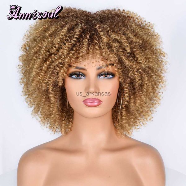 Parrucche sintetiche Capelli corti parrucca ricci afro stravaganti per donne nere cosplay bionda sintetica naturale ombre borwn parrucche africane glueless heatresistant hkd230818