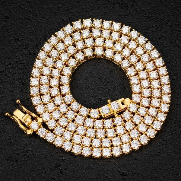 Удолохнутые украшения 925 стерлинговое серебро 3 мм ожерелье хип -хоп VV