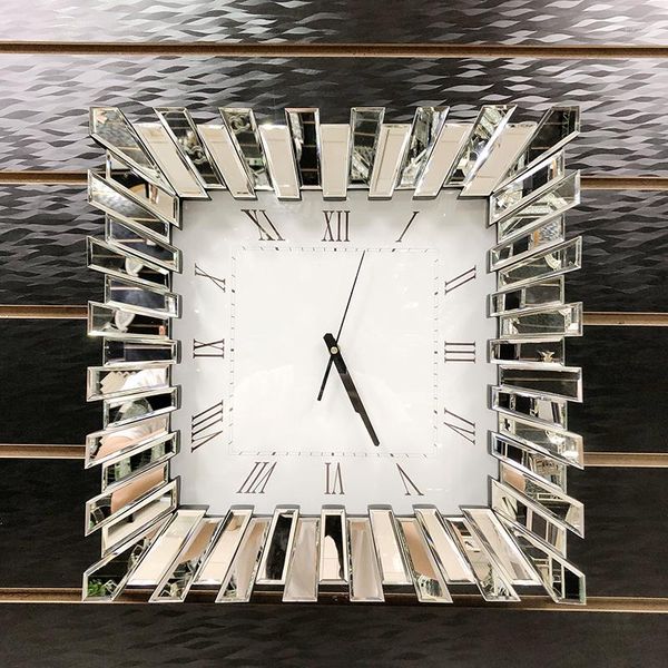 Relógios de parede diamante prata 3d relógio moderno design de luxo de luxo tamanho espelho decoração de casa decoração de decoração de decoração presente