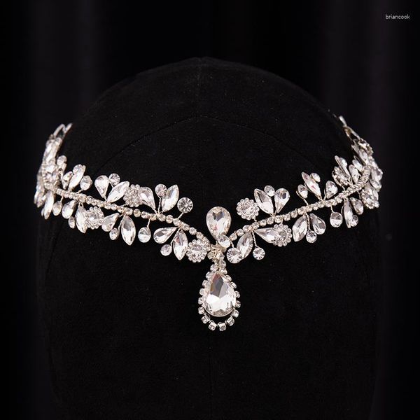 Clip per capelli Donne di lusso Fascia Fronta Coperte Bridal Water Drop Head Chain Tesno con accessori per matrimoni in pettini