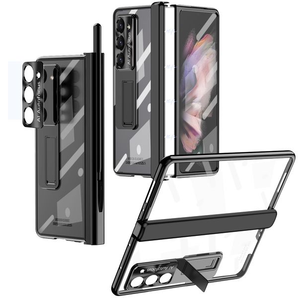 Staffa magnetica per Samsung Galaxy Z Fold 5 4 3 Fold3 Case Pen Slot Copertina di schermata di protezione della cerniera a doppia cerniera