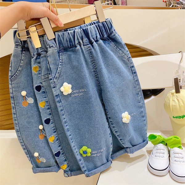 Jeans Ambroidered Flor Girl Baby Boy Kids Calça Daduhey Legal Harem Roupos de Roupas de Harém 230818