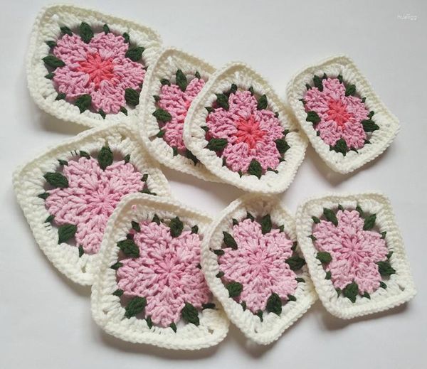 Tischmatten 8.5 cm handgefertigtes Kirschblütenbloss -Kissen -Wärme -Isolierung Pastoral Square DIY Häkelkrochet Doilies Multicoloror