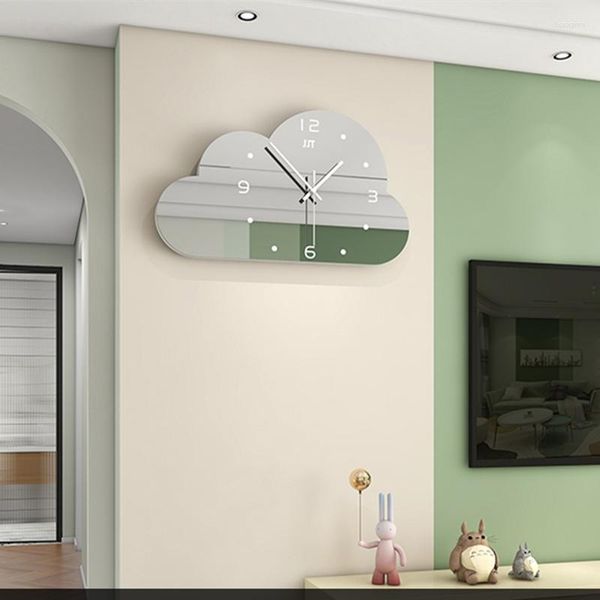 Wanduhren kreative Uhr moderne minimalistische dekorative Spiegel hängen 2023 Wohnzimmer Home Mode Net Rot rot