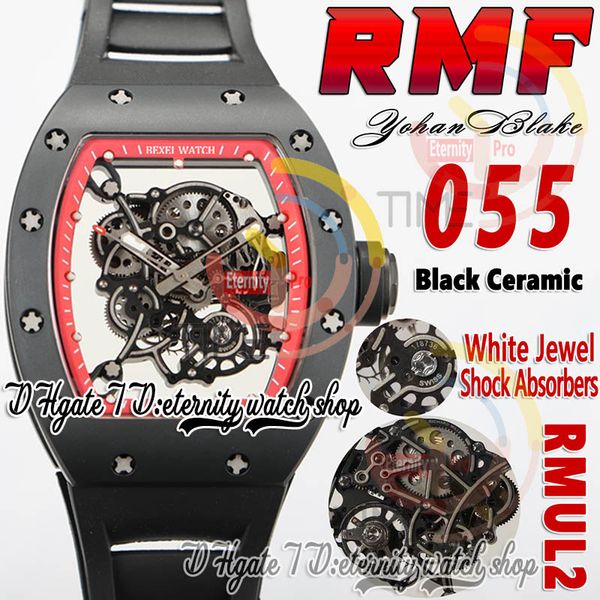 RMF 055 Mens relógio RMUL2 Mecânica para os parafusos de areia de cerâmica preta mecânica Ring Ring Ring Rubber Strap Super Edition Eternity Watches