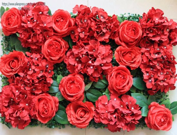 Декоративные цветы Tongfeng 10pcs/лот красный свадебный 3D Цветочная стена Арка бегун искусственный шелк розовый фоновый