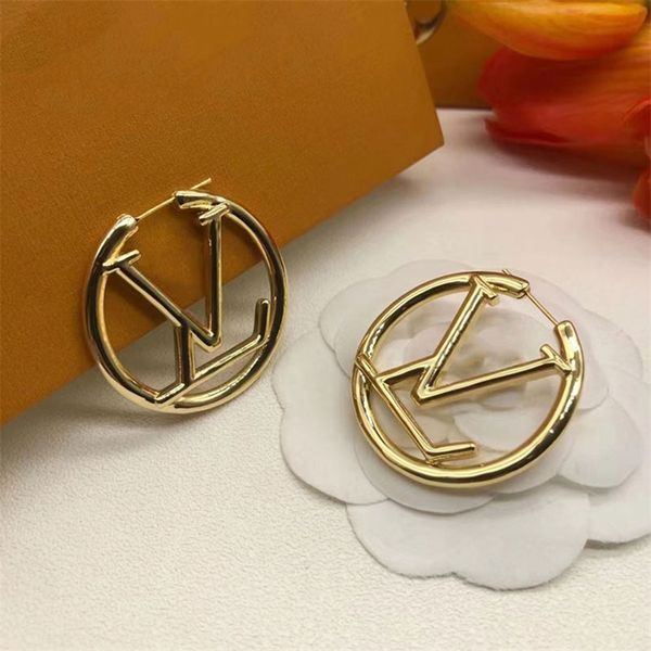 Luxo Stud Big Gold Hoop Brinco Designer Brincos para Mulheres Orrous Girls Ear Studs Set Designer Jóias Brinco Dia dos Namorados Presente de Noivado para Noiva