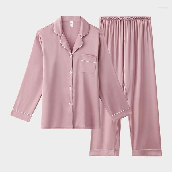 Frauen Nachtwäsche Frühling Frauen Satin Nachtwäsche sexy Eisseide Dessous Pyjamas Set 2pcs Hemdbestand Pyjama Pijamas Anzug Casual Home Wear