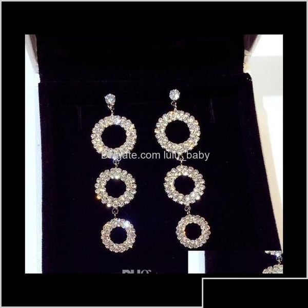 Stullo Super luccicante INS Fashion Designer Trendy Luxury Diamond Zircon MTI Circles Piegare orecchini lampadari per donne ragazze x9cmf d dhd9v