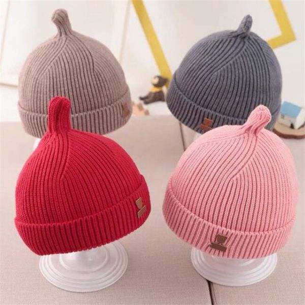 Cappelli per capezzolo per bambini Cappelli a maglia per bambini in autunno e in inverno semplici cappelli di lana da bambino caldi