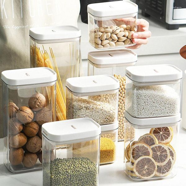 Bottiglie di stoccaggio Contenitore farina trasparente distributore di cereali per risparmio spaziale con coperchio Accessibili Accessibili Accessibili Accessibili Accessori per la cucina