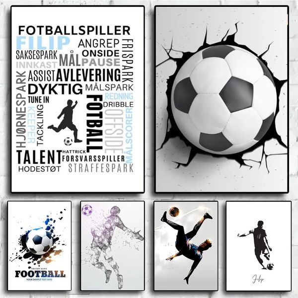 Abstract Modern Simple Football Creative Creative Canvas Dipinti Wall Art Kicking Movings Poster e Stampe Immagini per viventi Decorazioni per la casa per bambini senza cornice wo6