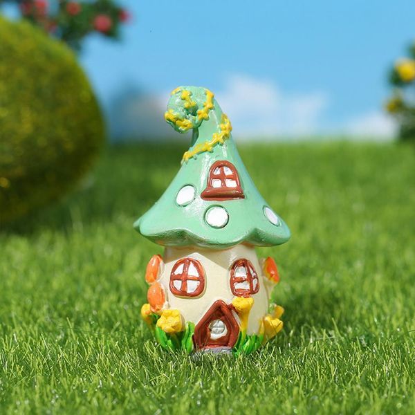 Декоративные предметы фигурки небольшой твердый торт Topper Fairy Garden Mushroom Cottage Desktop Decor Mini House Ornament Miniature Accessories 230818