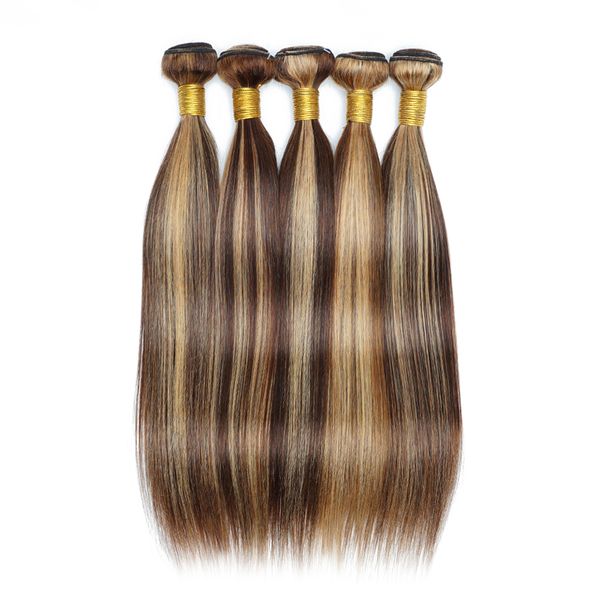 60 Gramm P4/27 Highlight Human Hair Bündel 10 bis 22 Zoll Vor gefärbte braune blonde peruanische Haarverlängerungen Doppelschüsse