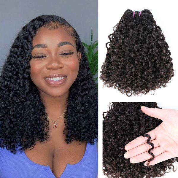 Cabelo de cabelo humano brasileiro Curly Bundles de cor natural Pixie Bundles Human Human Wave Deep Remy Hair Sury Pacote Extensões