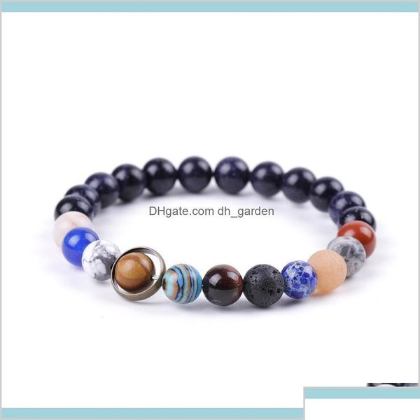 Fios de miçangas Sistema solar natural Galáxia Sulpelente estrelada Lava Rock Lasurite Stone Bracelets para homens Men