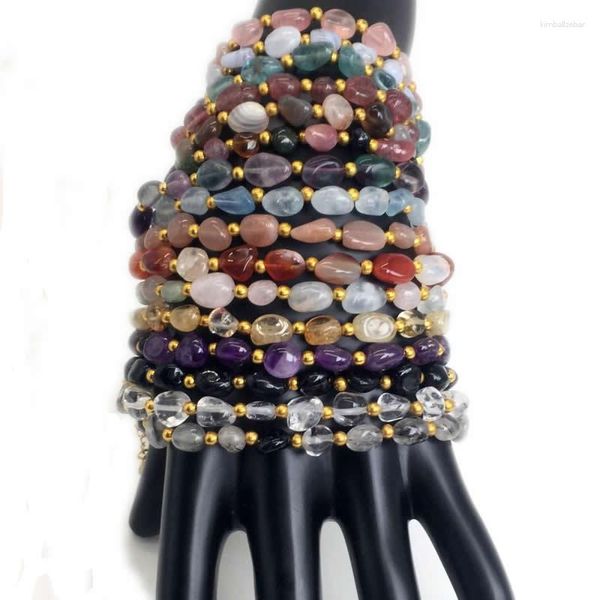 Strand 2023 Irregular Natural Gem Stone Bracelet para mulheres pulseiras de cascalho Pulpares de cristal roxo Jóias de bênção