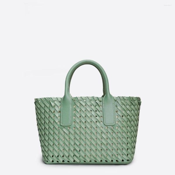 Duffel -Taschen gewebte Top -Griff -Totentasche PU -Strickbeutel mit inneren Frauen lässig mit hoher Kapazität mit hoher Kapazität solide Designer trendy Reisen Totes