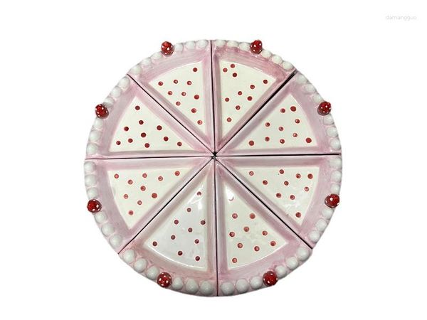 Piatti in stile americano rosa pallido fruit fruit pois pavoncellate ceramica