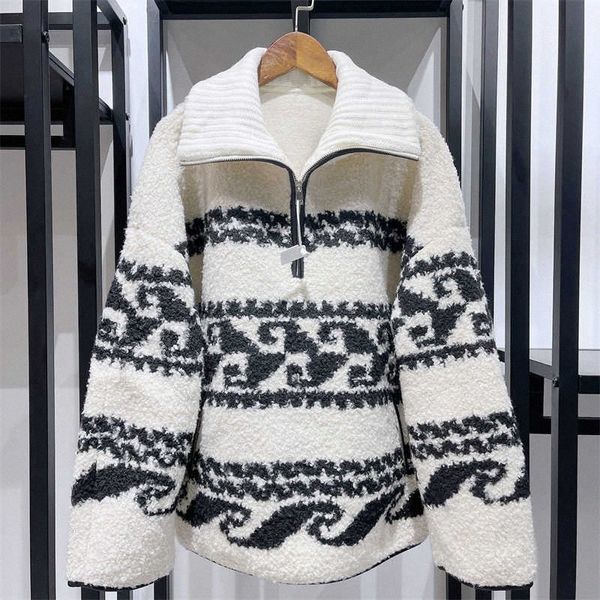 Marant Kadın Moda Klasik Sweaters Yeni Etoile Marner Sweater Kadın Fermuar Kazak Sweaters Yarı Zip Polar Coat Tasarımcı Hırka Kadın Knited KN O0DY#